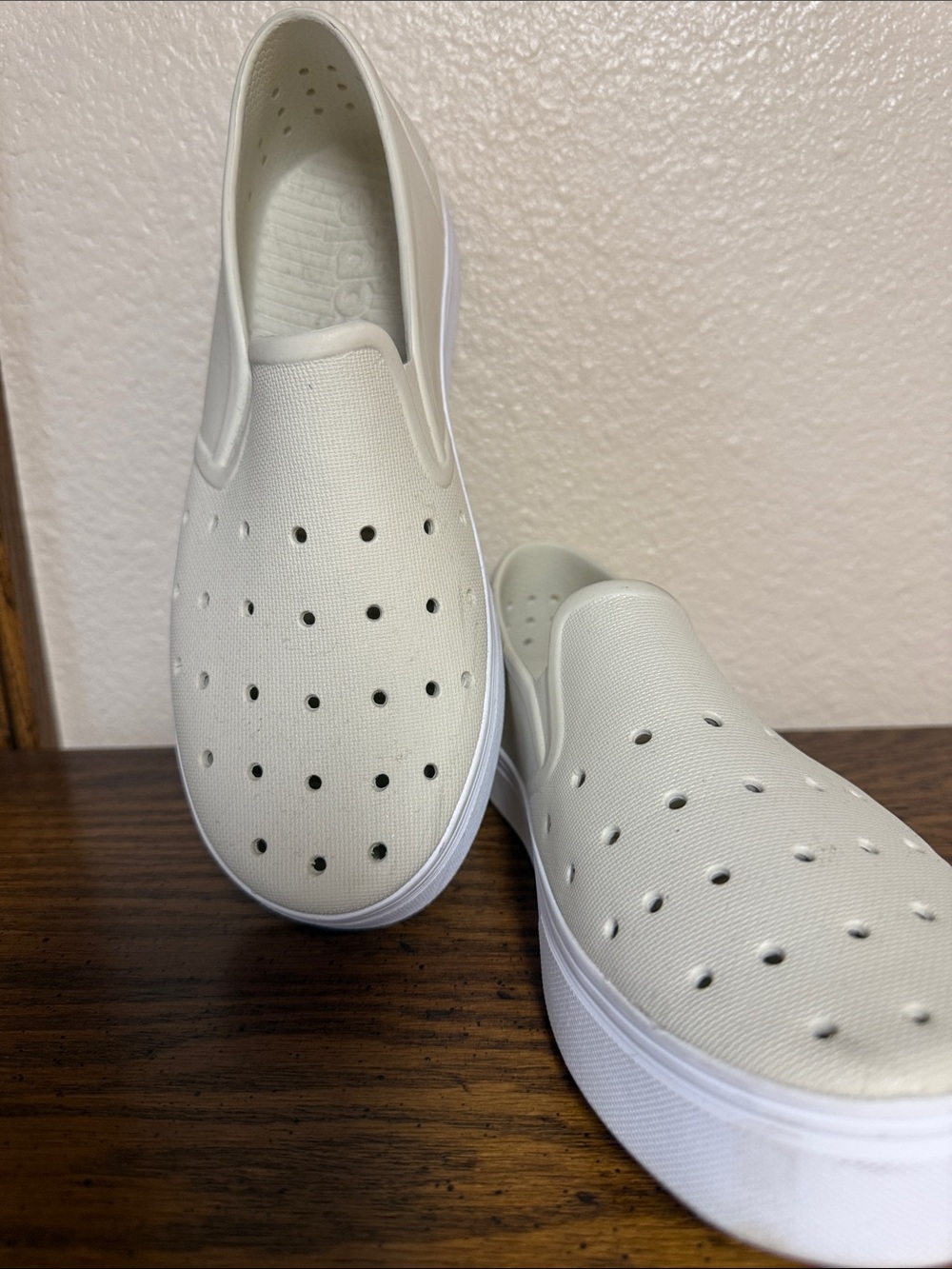 White Slip-On Perforated Casual Sneakers